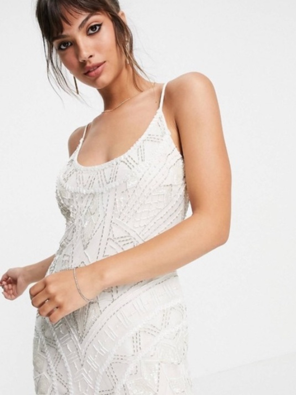 ASOS White Beaded Mini Dress
